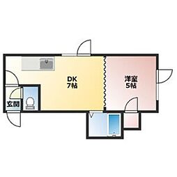 レジデンスモンレーブ 3階1DKの間取り