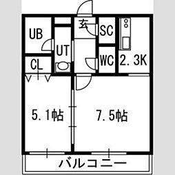 S-FORT豊平三条 6階1LDKの間取り