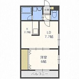 クリステル東札幌 1LDKの間取図画像