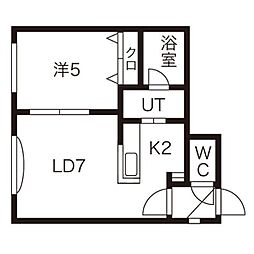 クレインコート1 1DKの間取図画像