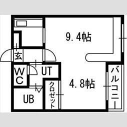 ホークメゾン札幌2号館 1LDKの間取図画像