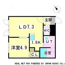 グランディール45 1LDKの間取図画像