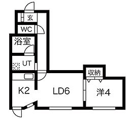 カラバオ白石 1LDKの間取図画像