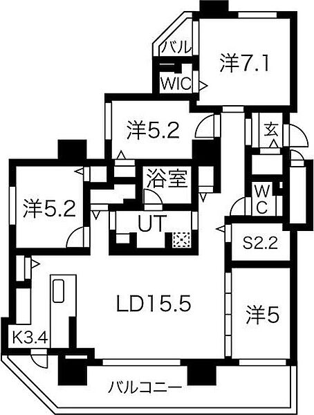 北海道札幌市豊平区平岸三条17丁目(賃貸マンション4SLDK・9階・96.56㎡)の写真 その2