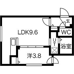 ミレイル豊平 1階1LDKの間取り