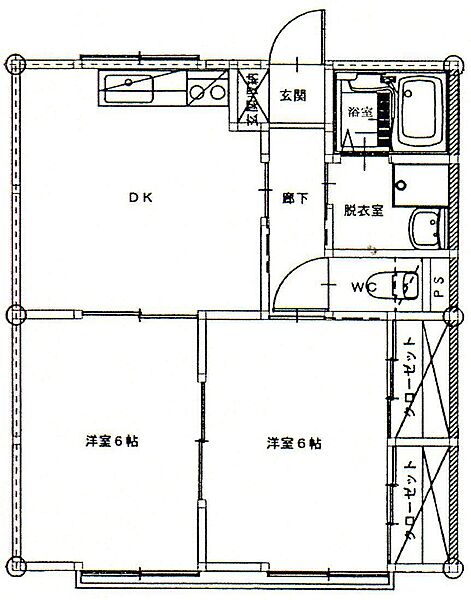 コーポプランタン 102｜鳥取県米子市夜見町(賃貸アパート2DK・1階・46.37㎡)の写真 その2
