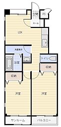 ヴィゴラスK 1階2LDKの間取り