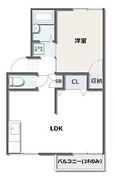 プレジールすぎ 1LDKの間取図画像