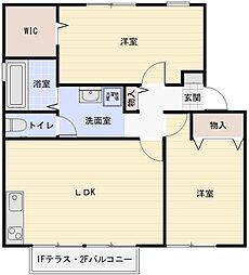 ガーデンコート　Ｂ 2階2LDKの間取り