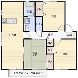 レシェンテ　Ｂ 2階3LDKの間取り