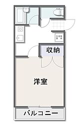ベイシティ21 3階1Kの間取り