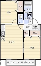 リヴェール 2階2LDKの間取り