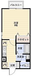 アミティエA 1Kの間取図画像