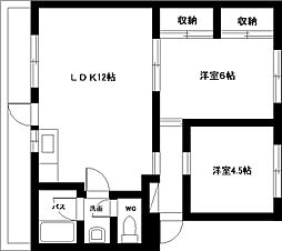 山春ビル霧島 2LDKの間取図画像