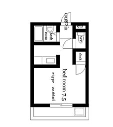 オクトワール宮崎西1番館 ワンルームの間取図画像