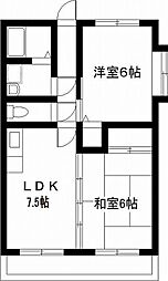 アレグリア 6階2DKの間取り