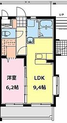 シャルマンオルキデ 1階1LDKの間取り