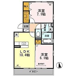 サニーコートヴィラ 2階2LDKの間取り