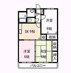 サンフラワー東町 3階3DKの間取り