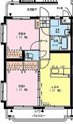 Ｓ・ＡＳＡＧＩＲＩ 4階2LDKの間取り