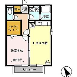 リヴェール・Nayu 2階1LDKの間取り