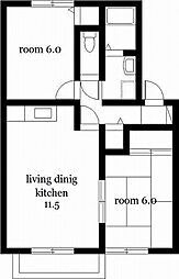 セジュールMI 1階2LDKの間取り