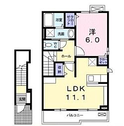 ＢＲＯＴＨＥＲI 2階1LDKの間取り