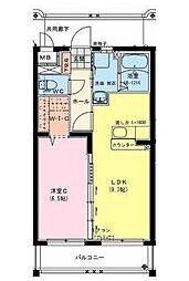 ラヴィドール 1階1LDKの間取り