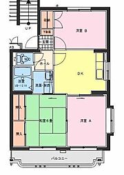 ジェネシス大島Ｂ 3階3DKの間取り
