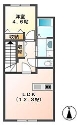 ア・シンプル 2階1LDKの間取り