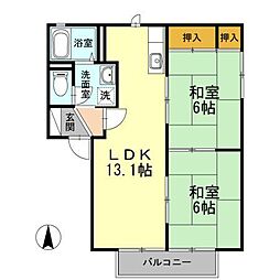 サンライズ吉永A 2LDKの間取図画像