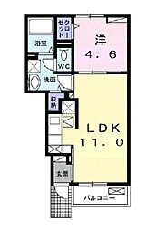 グラシアス 1階1LDKの間取り