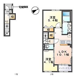 トライアングルテラス 2LDKの間取図画像