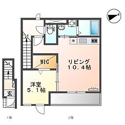 ポニョ・コンフィート 1LDKの間取図画像