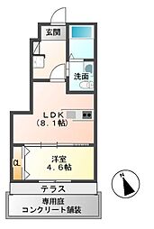 メイプル高洲 1LDKの間取図画像