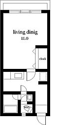 ことぶきビル 1Kの間取図画像