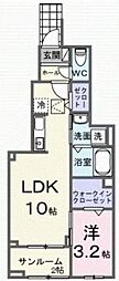 マリベール ラ メール 1LDKの間取図画像