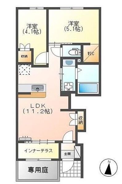 コンフォート・シュリンプ 103｜宮崎県宮崎市新名爪字雀塚(賃貸アパート2LDK・1階・48.61㎡)の写真 その2