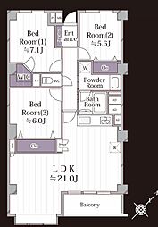 葉山エコーハイツ 3LDKの間取図画像