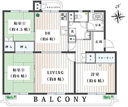 グリーンハイムいずみ野16号棟 3LDKの間取図画像