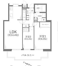 コモンヒルズ安針台山の手五番館 2LDKの間取図画像