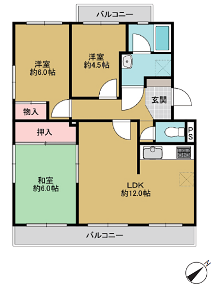 3LDK 間取り
