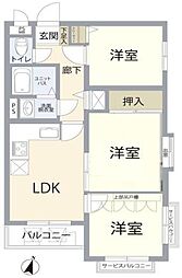 セザール新川崎 3LDKの間取図画像