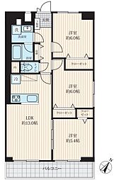 鶴見スカイハイツA棟 3LDKの間取図画像