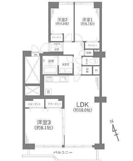 3LDK 間取り