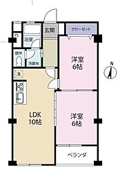 ニチモ日吉第3コーポラス 2LDKの間取図画像