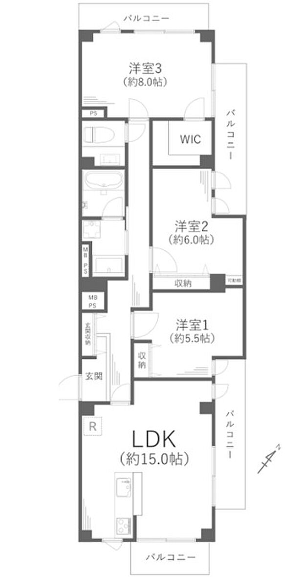 【間取り】93.42平米3LDK