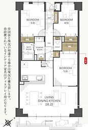 リーベスト港南台 3LDKの間取図画像