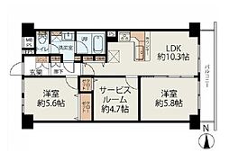 ライオンズマンション上大岡第6 2SLDKの間取図画像
