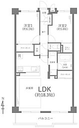 ニューイースト湘南茅ヶ崎 2LDKの間取図画像